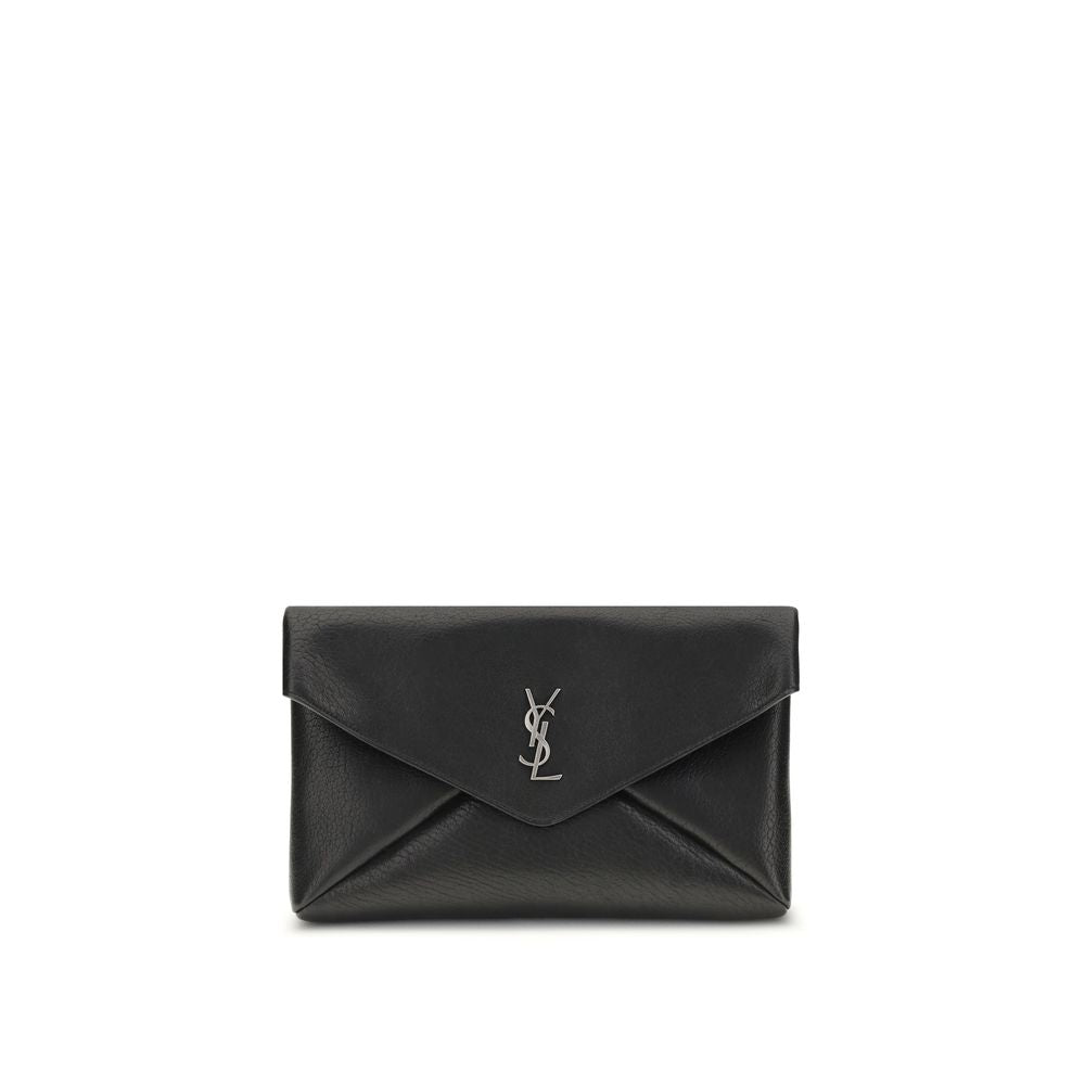 Saint Laurent Schwarze Bos Taurus Kalbsleder Clutch