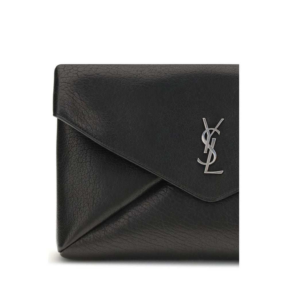 Saint Laurent Schwarze Bos Taurus Kalbsleder Clutch