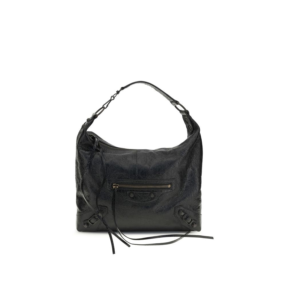 Balenciaga Schwarze Lammleder Schultertasche Ovis Aries