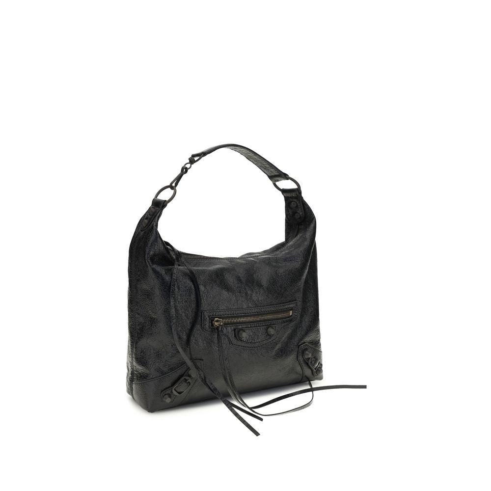 Balenciaga Schwarze Lammleder Schultertasche Ovis Aries