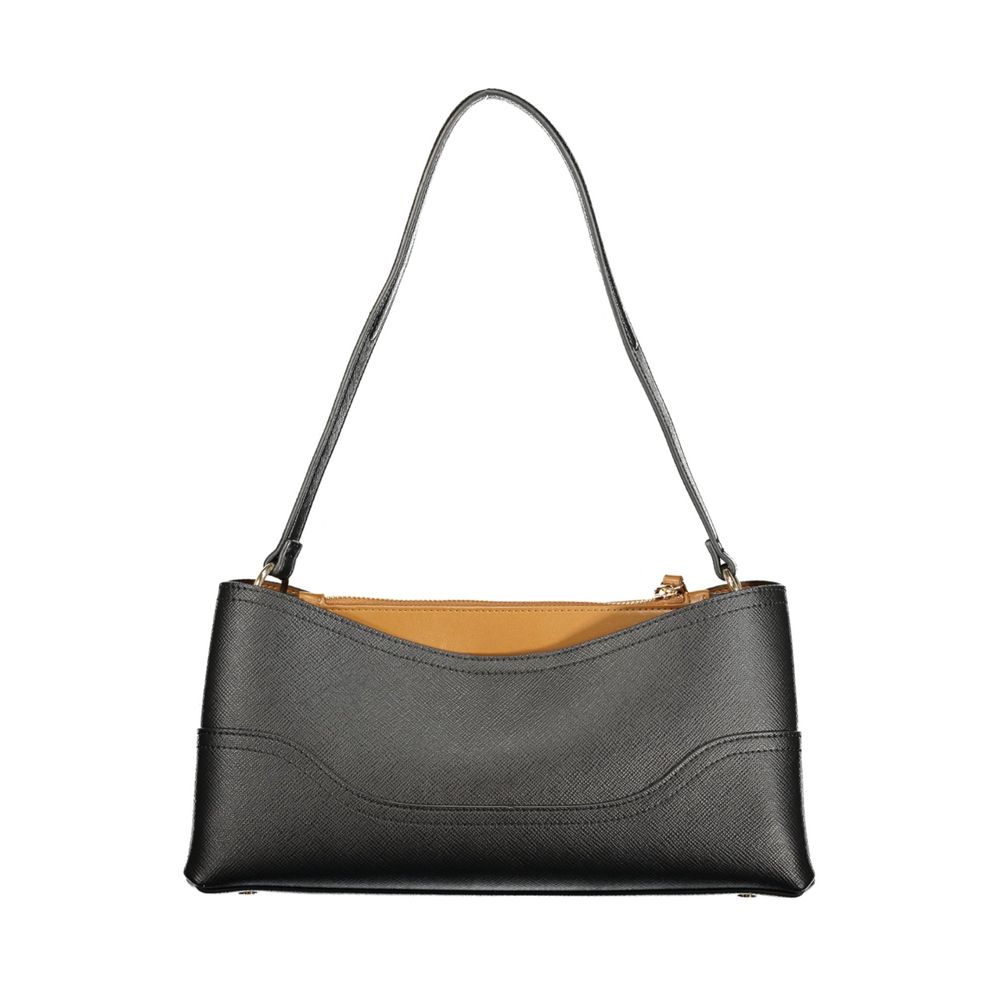 Twinset Schwarze Damen-Tasche aus Polyurethan mit Fächern und Mittelfach