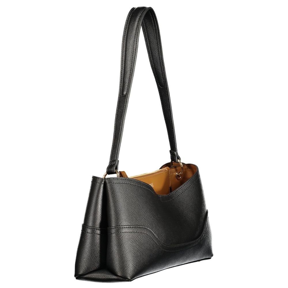 Twinset Schwarze Damen-Tasche aus Polyurethan mit Fächern und Mittelfach