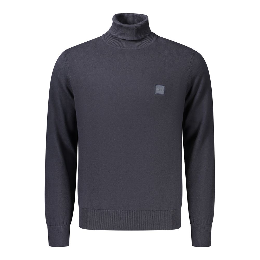 Hugo Boss Blauer Baumwoll-Rollkragenpullover