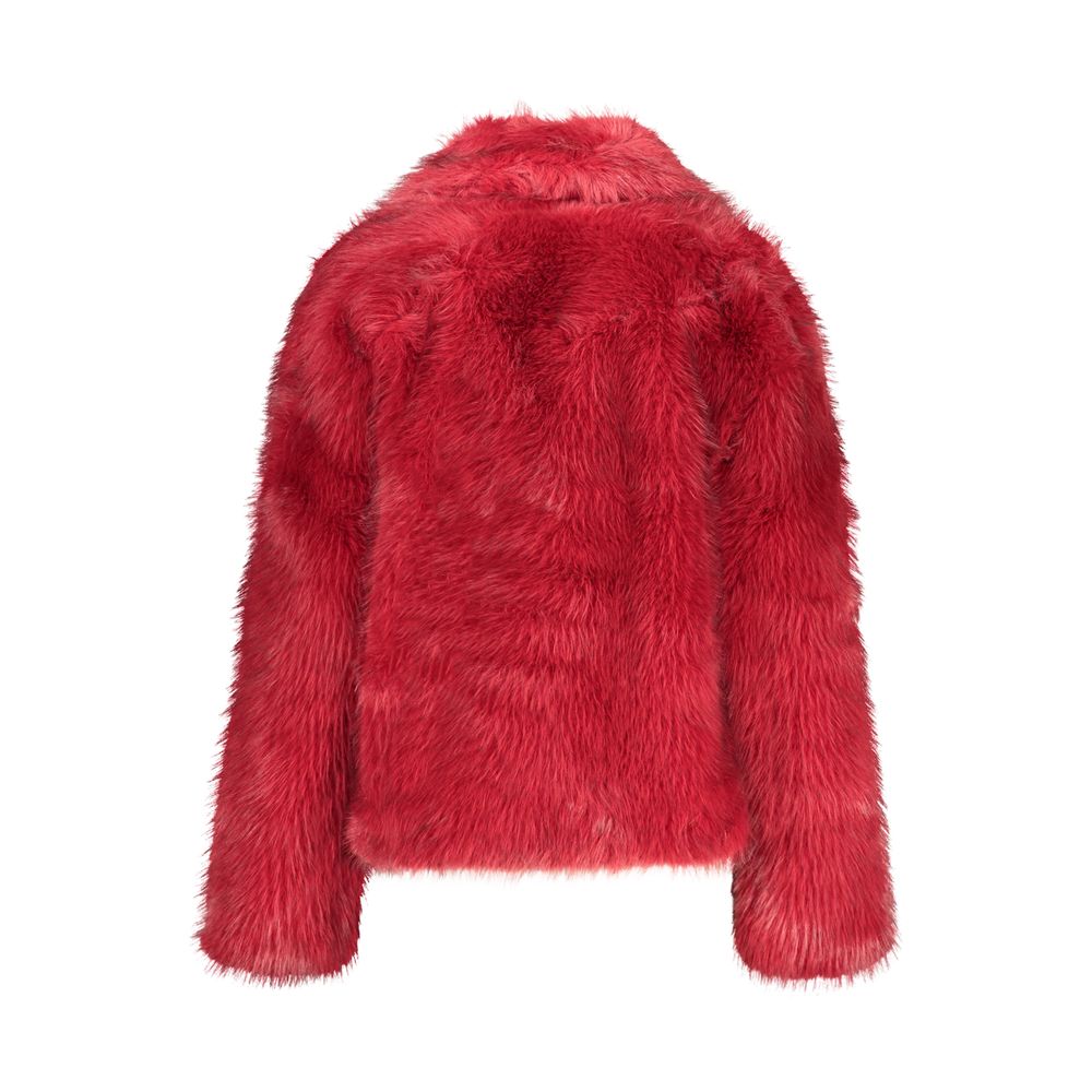 Desigual Rote Polyester-Jacke in voller Länge