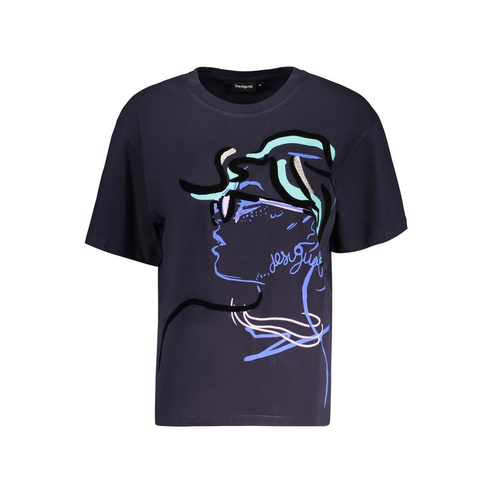 Desigual Blaues Baumwoll-T-Shirt