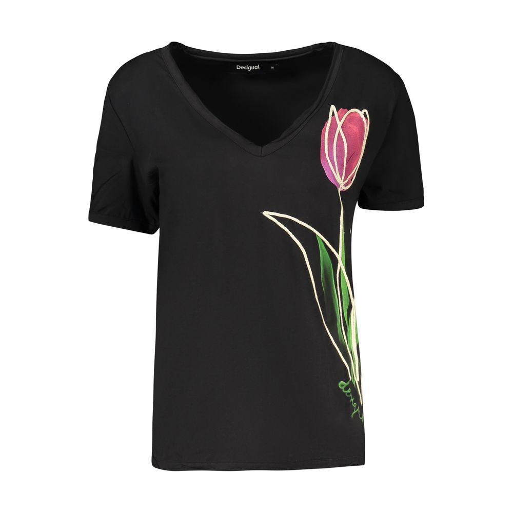 Desigual Schwarzes Baumwoll-T-Shirt