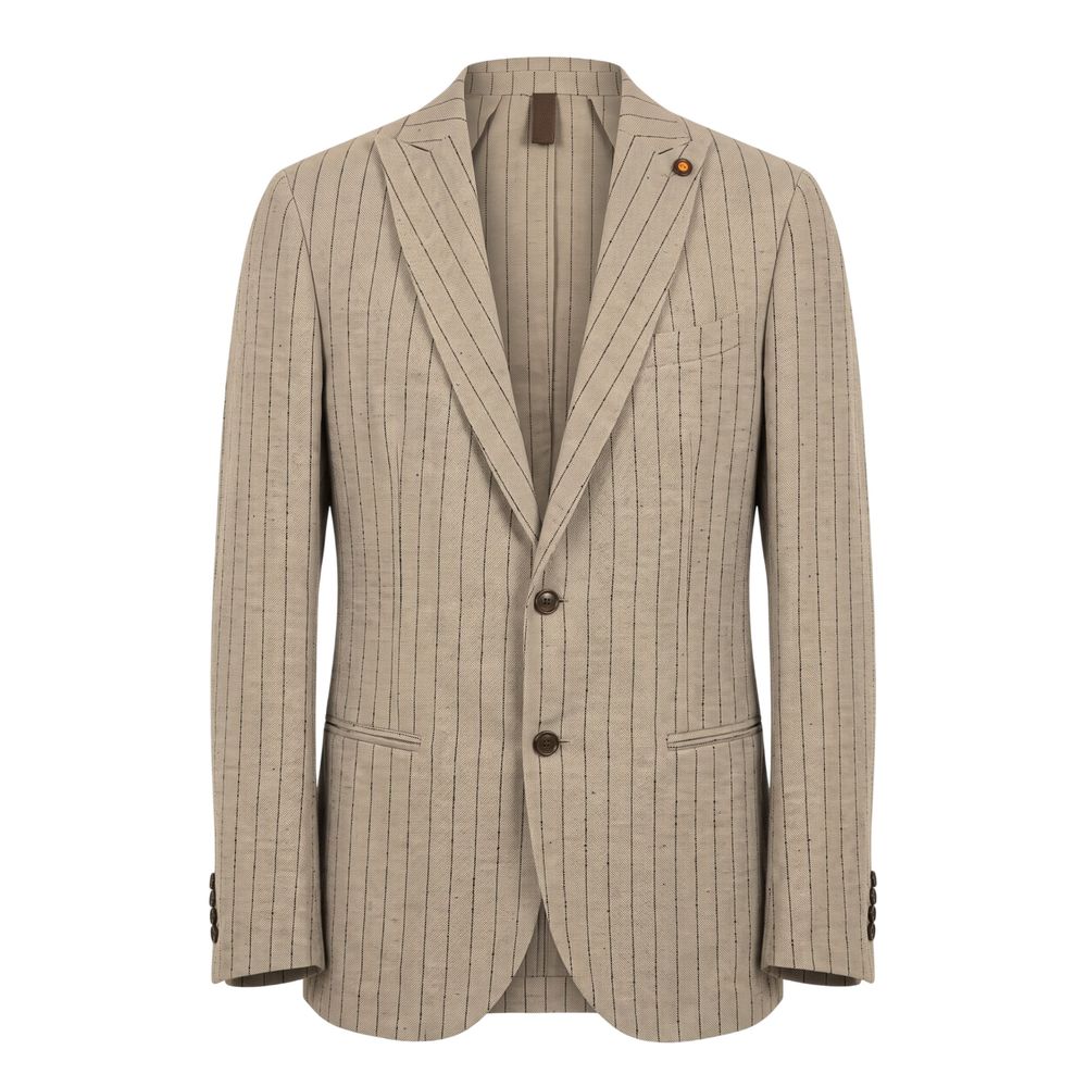 Roberto Pepe Luxury Beige Leinen Herrenjacke