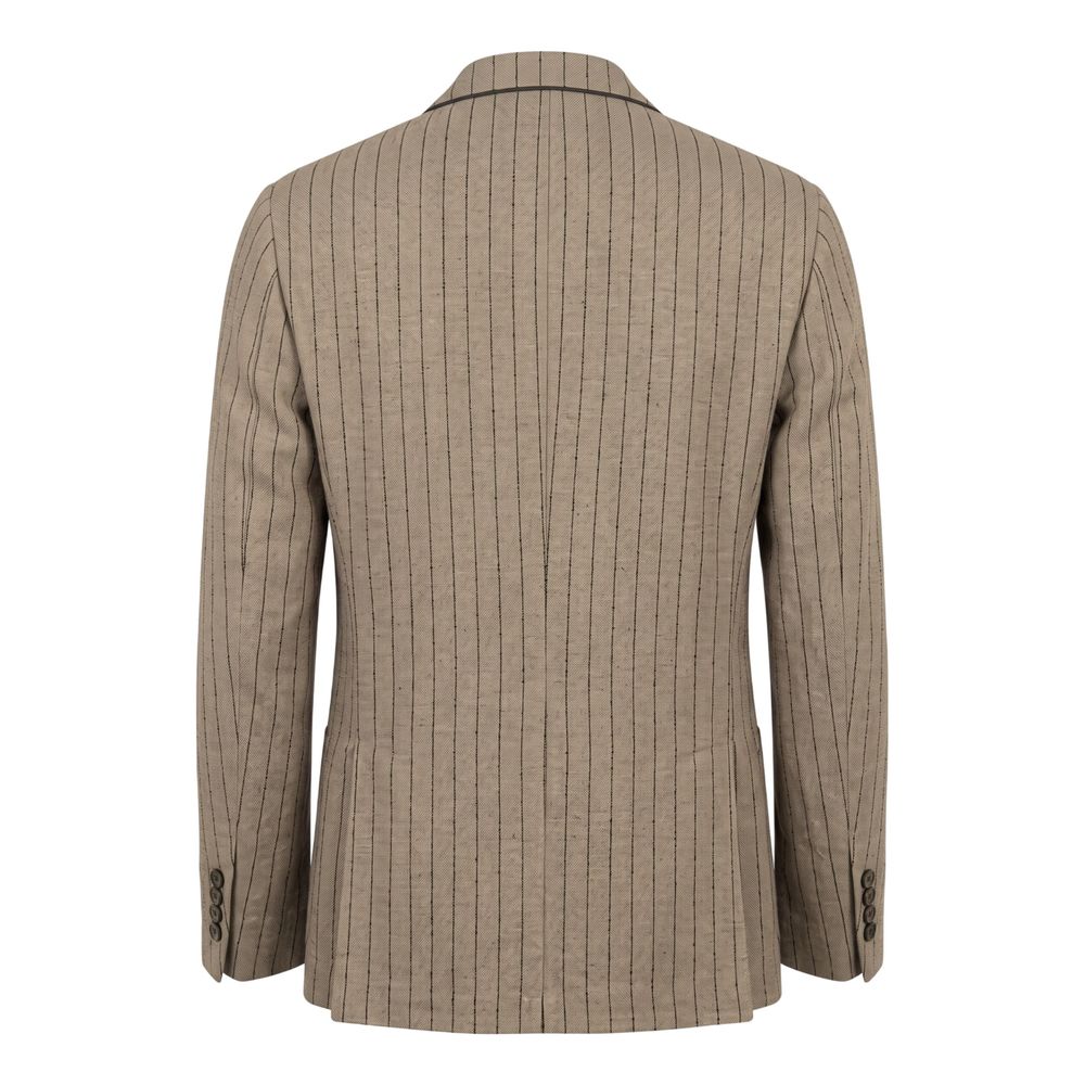 Roberto Pepe Luxury Beige Leinen Herrenjacke