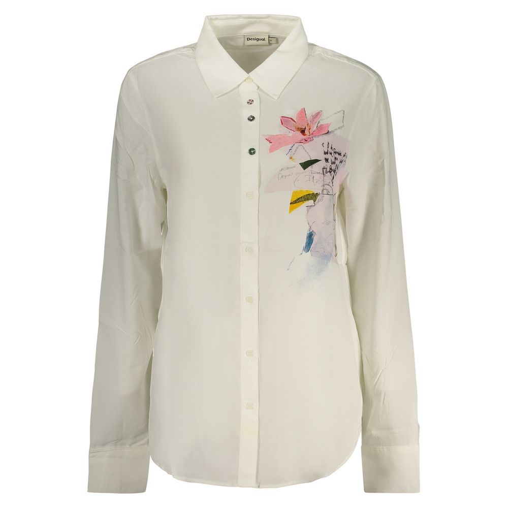 Desigual Damenhemd aus Viskose in Bianco