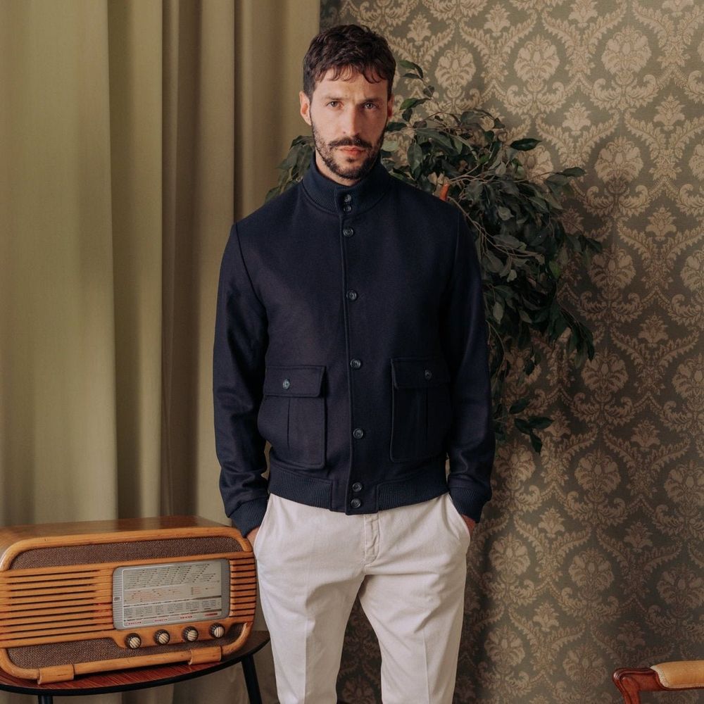 Autore Blauer Bomber aus reiner Schurwolle