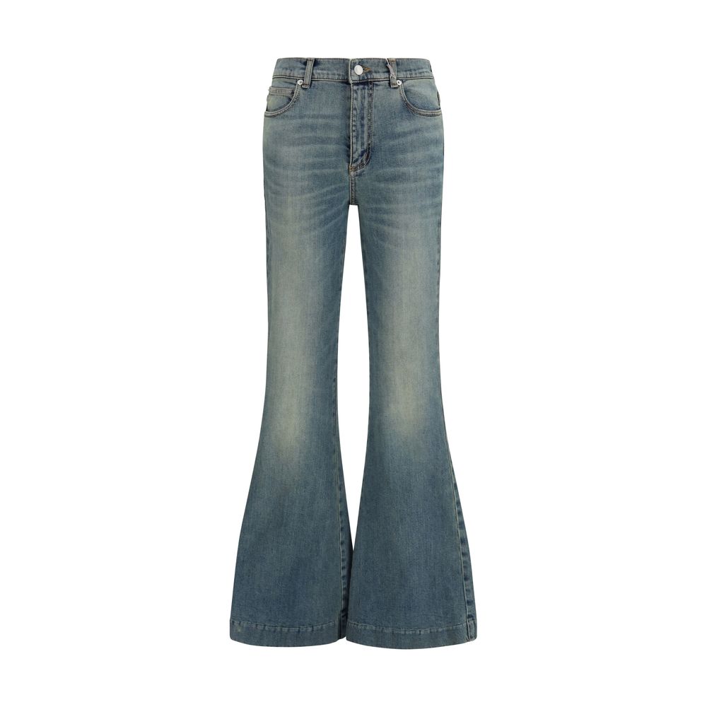 Alexander McQueen Blaue Baumwoll-Jeans mit ausgestelltem Bein