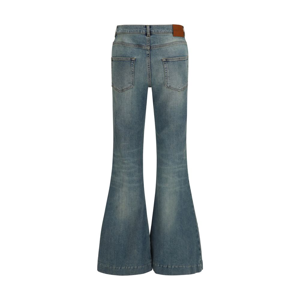 Alexander McQueen Blaue Baumwoll-Jeans mit ausgestelltem Bein