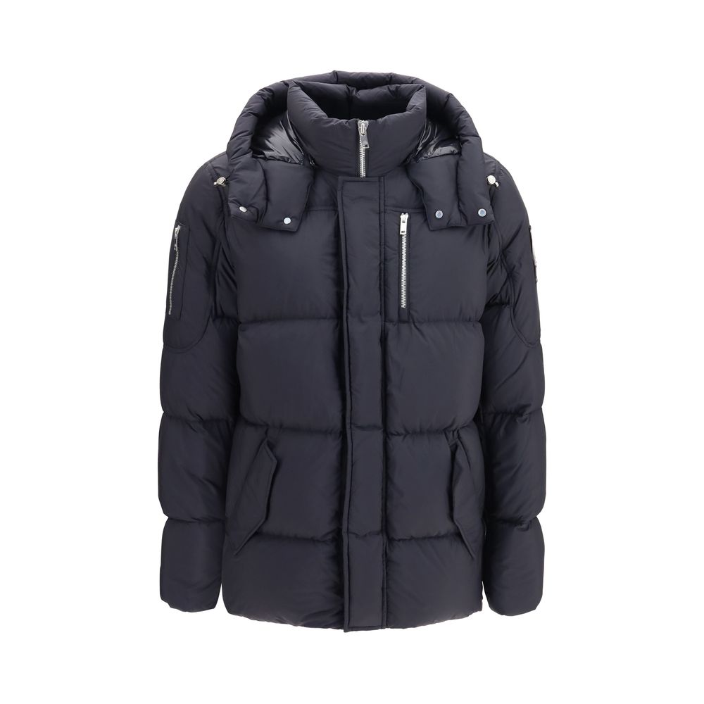 Moose Knuckles Schwarze Nylon-Jacke in voller Länge
