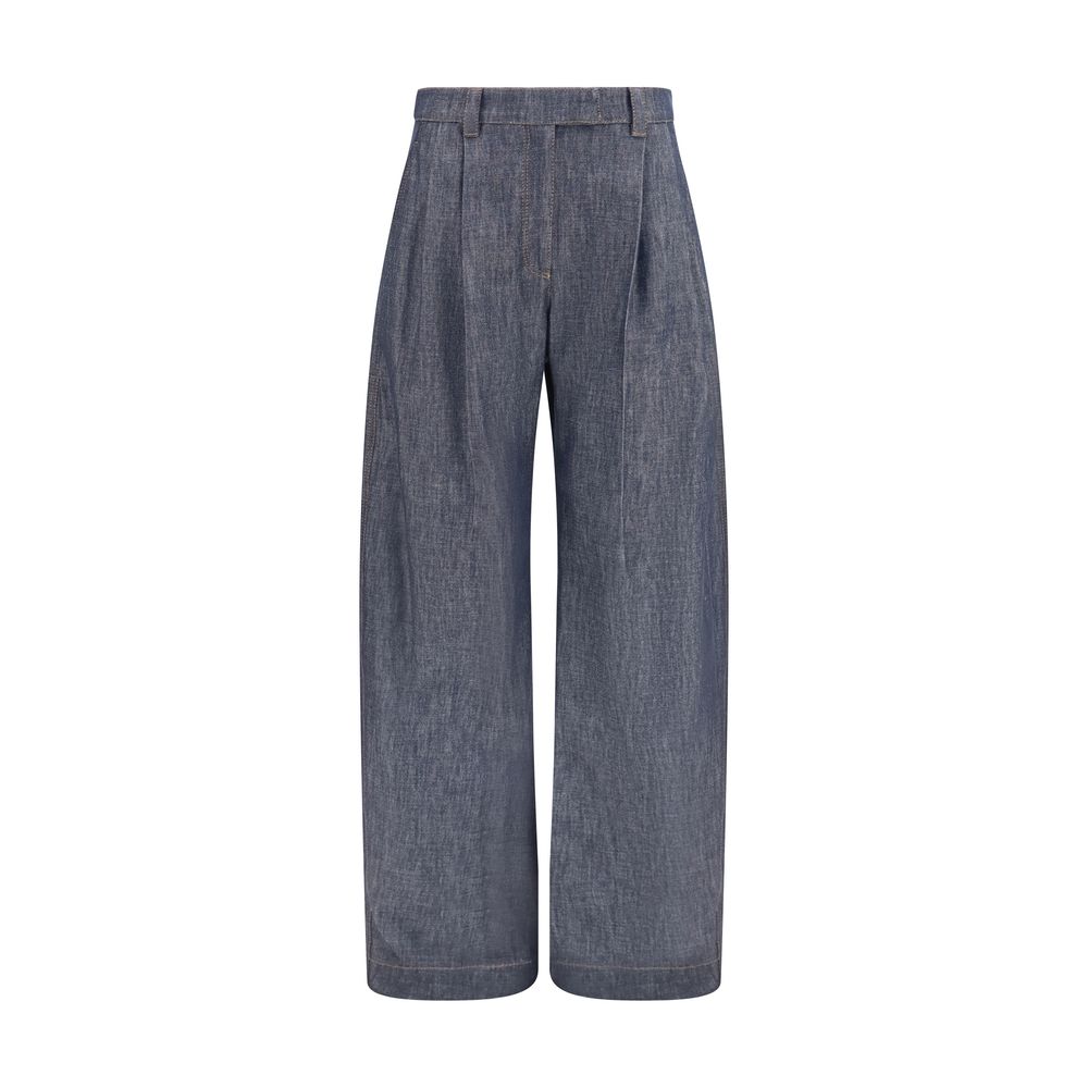 Brunello Cucinelli Blaue High-Waist Jeans aus Baumwolle