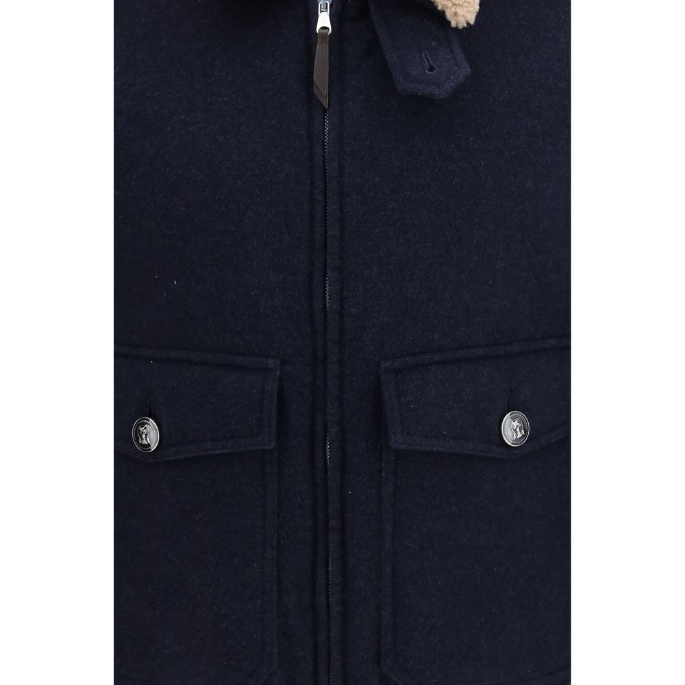 Brunello Cucinelli Blaue Kaschmir-Jacke in voller Länge