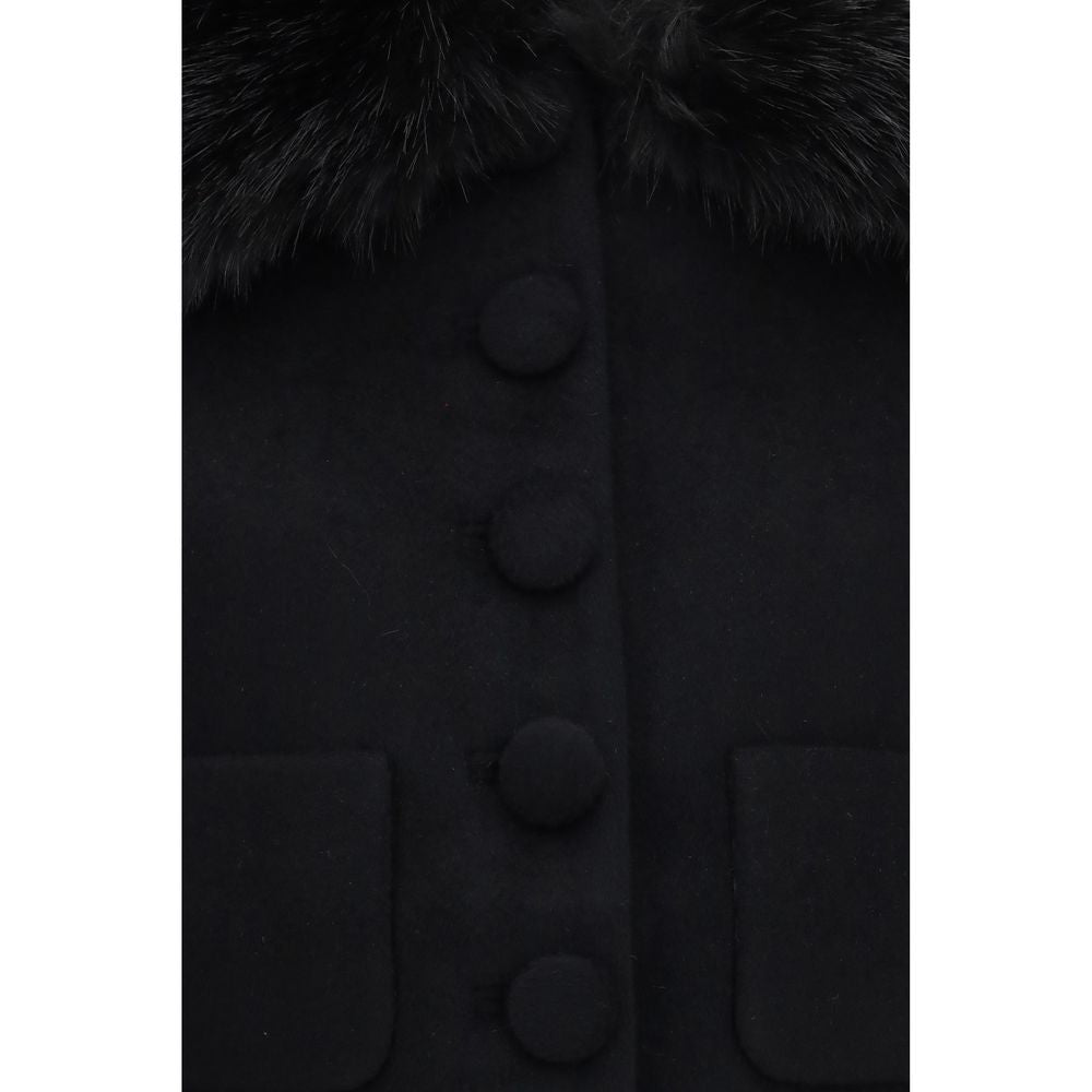 Self-Portrait Schwarze Oves Aries Wolljacke in voller Länge