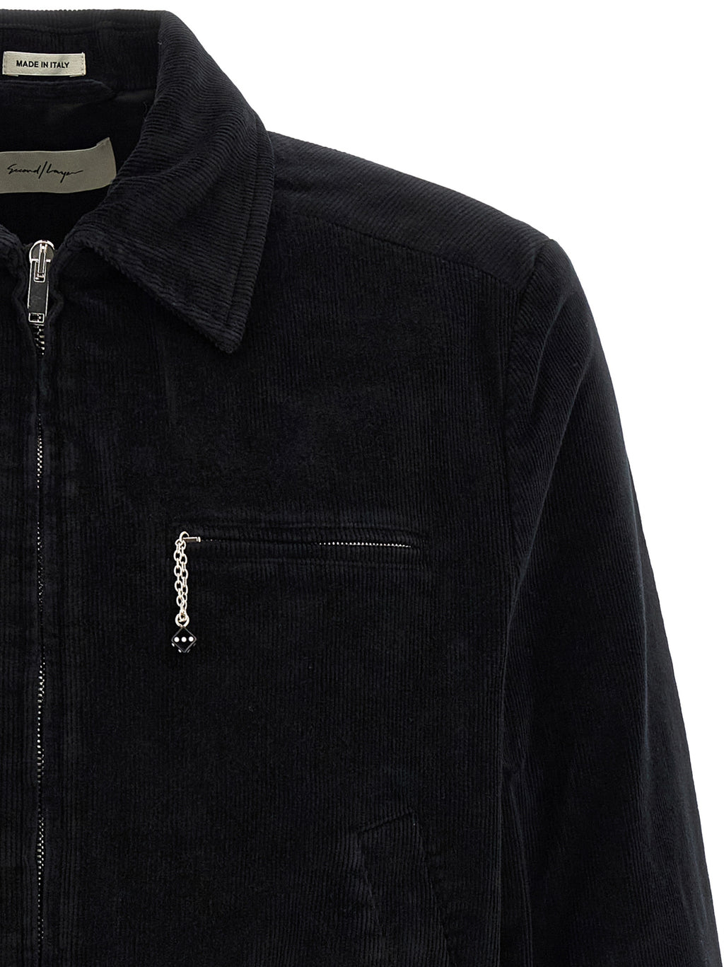 SECOND/LAYER Schwarze Baumwoll-Shell-Jacke