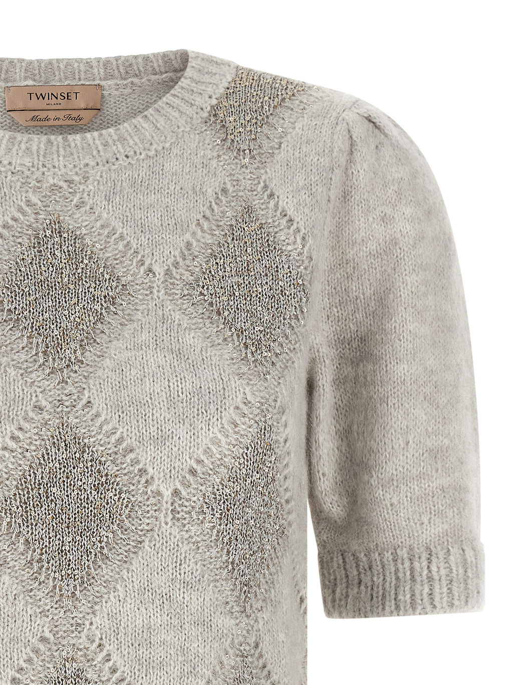 Twinset Grauer Marabou-Strickjacke