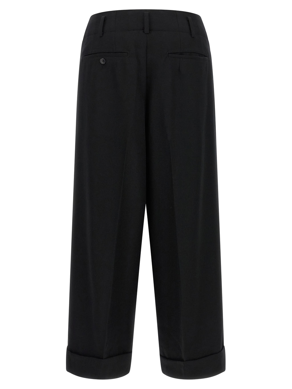 Comme Des Garçons Schwarze Cropped Hose aus Wolle