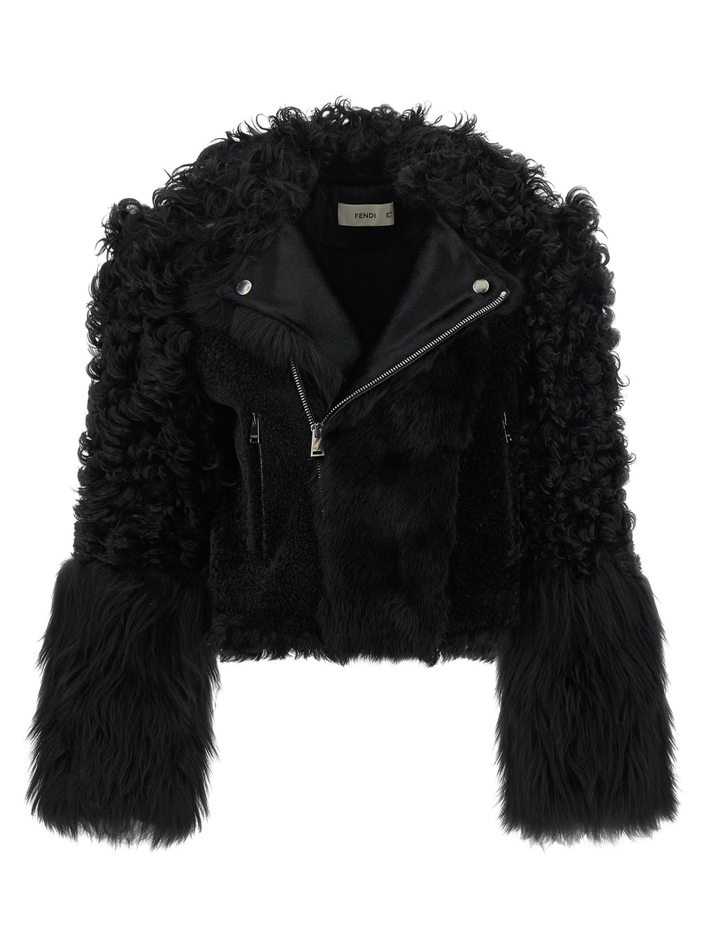 Fendi Schwarze Bikerjacke aus Lammleder