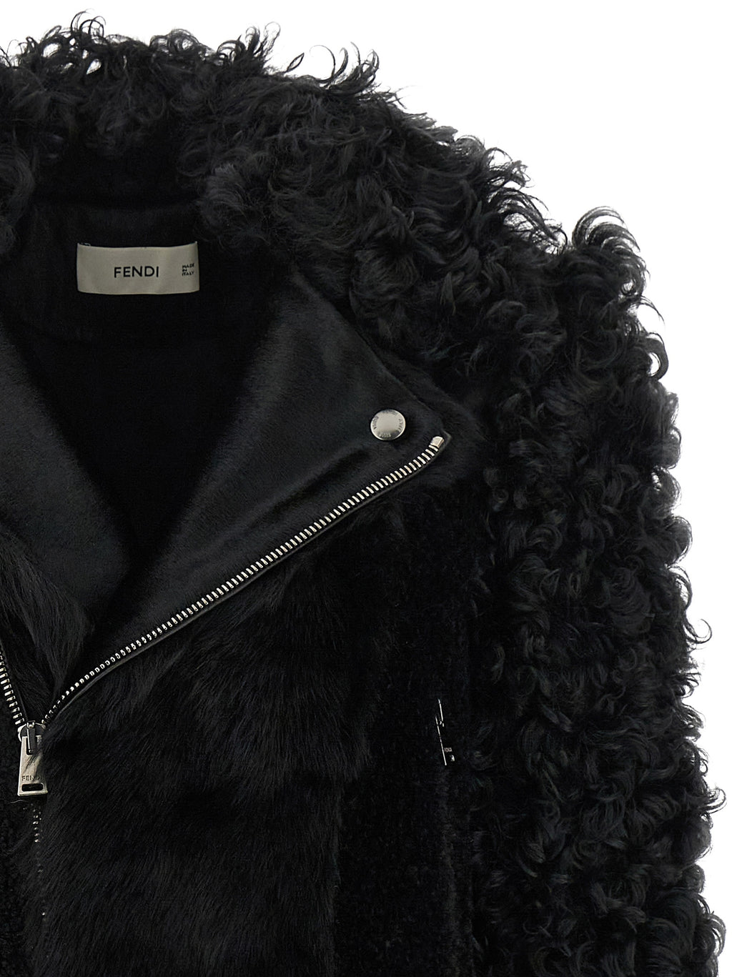 Fendi Schwarze Bikerjacke aus Lammleder