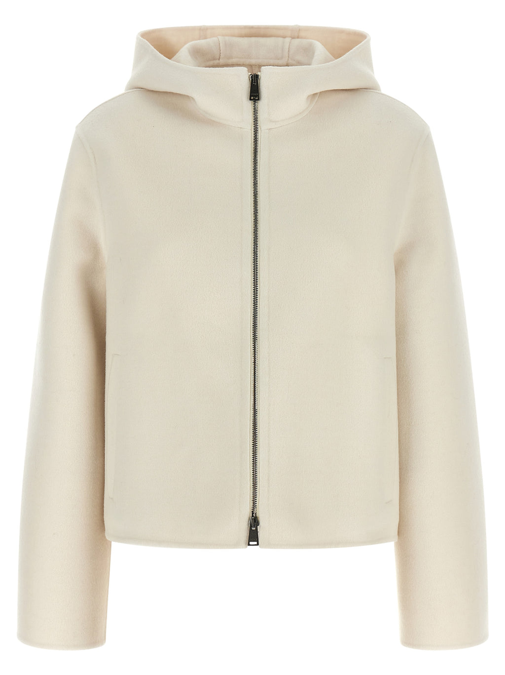 Fendi Weiße Jacke aus reiner Schurwolle in voller Länge