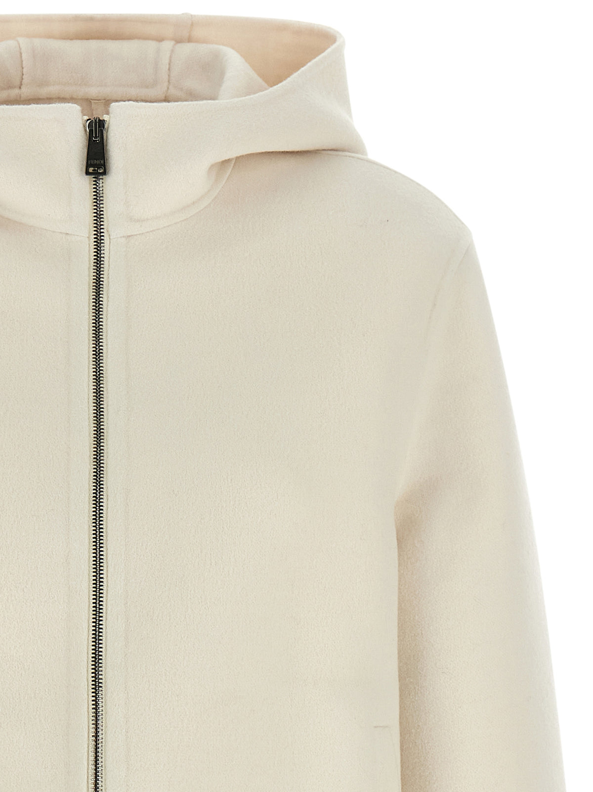 Fendi Weiße Jacke aus reiner Schurwolle in voller Länge