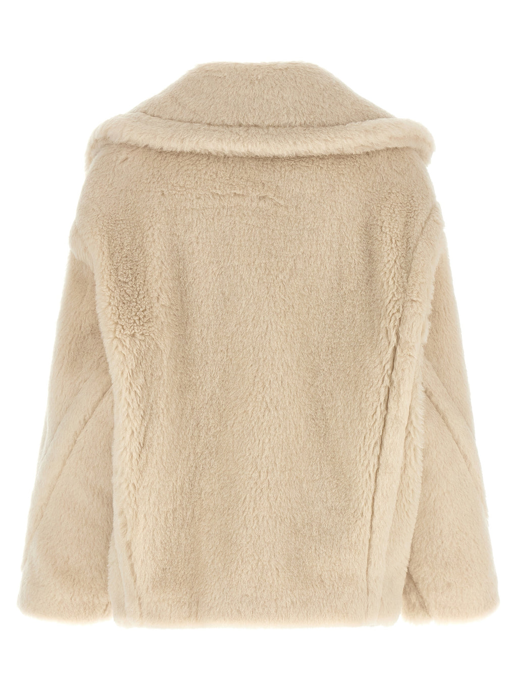 Max Mara Weißer Mantel aus Alpaka und Leder