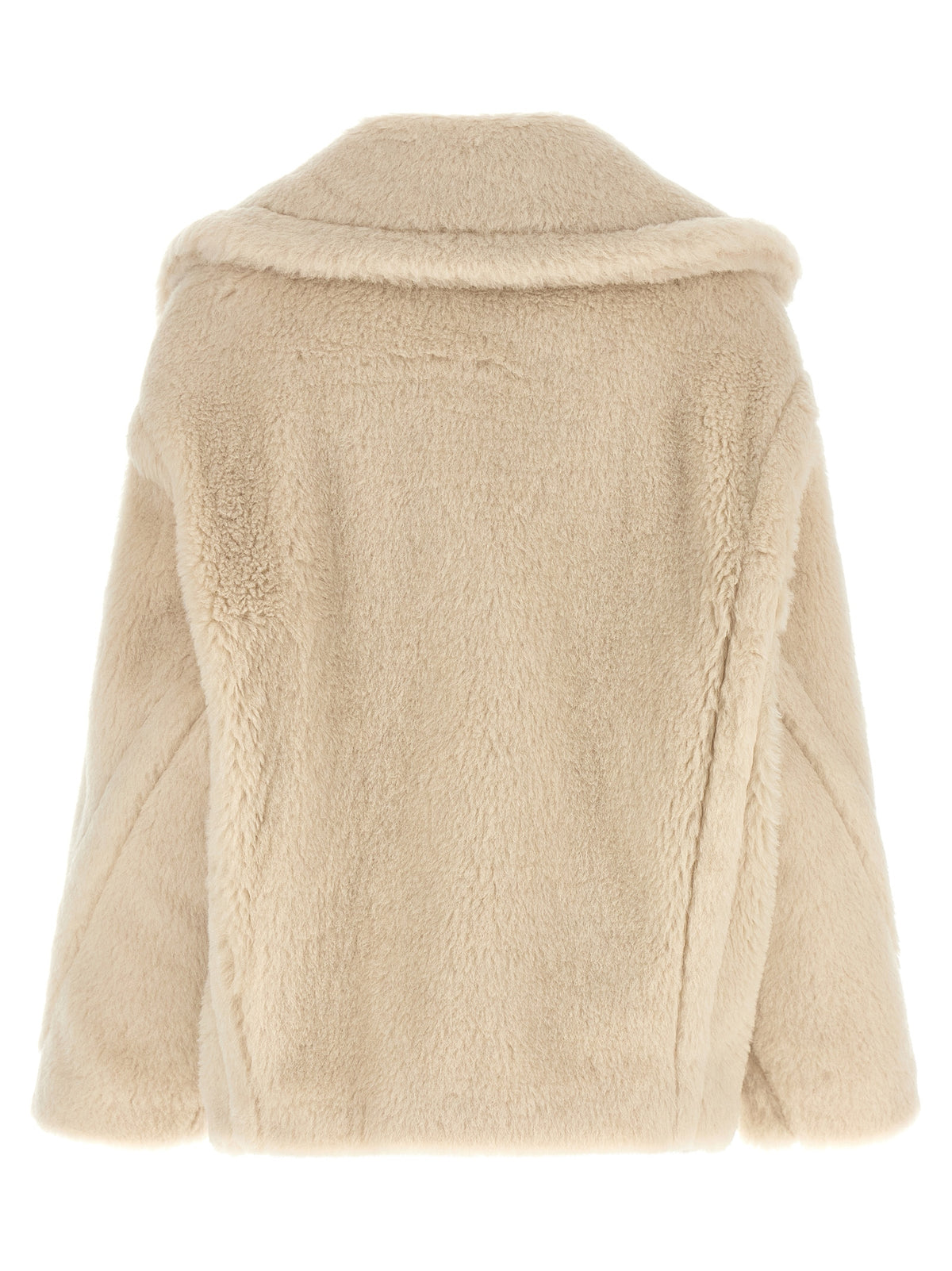 Max Mara Weißer Mantel aus Alpaka und Leder