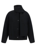 'S Max Mara Schwarze Wolljacke in voller Länge