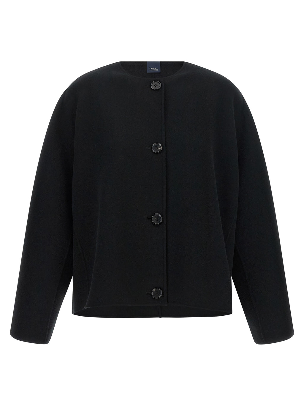 'S Max Mara Schwarze Wolljacke in voller Länge