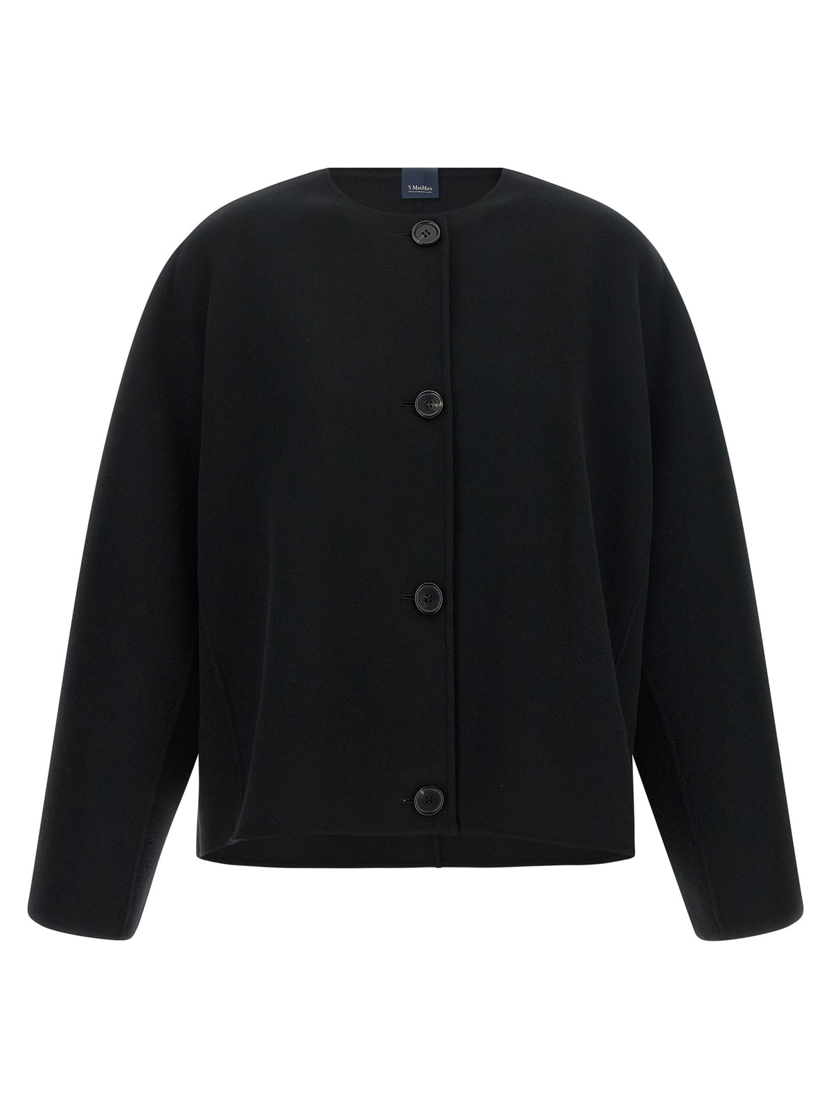 'S Max Mara Schwarze Wolljacke in voller Länge