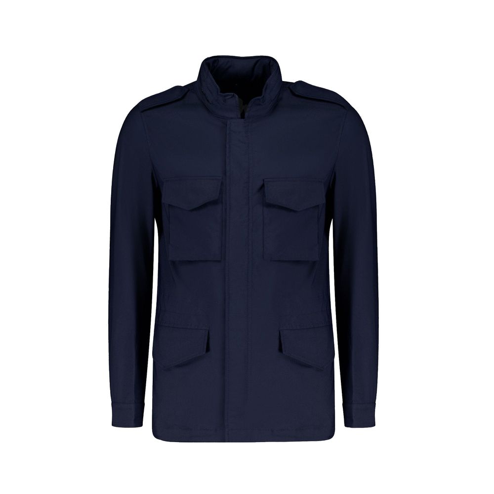 Autore Marineblaue Baumwolljacke in voller Länge