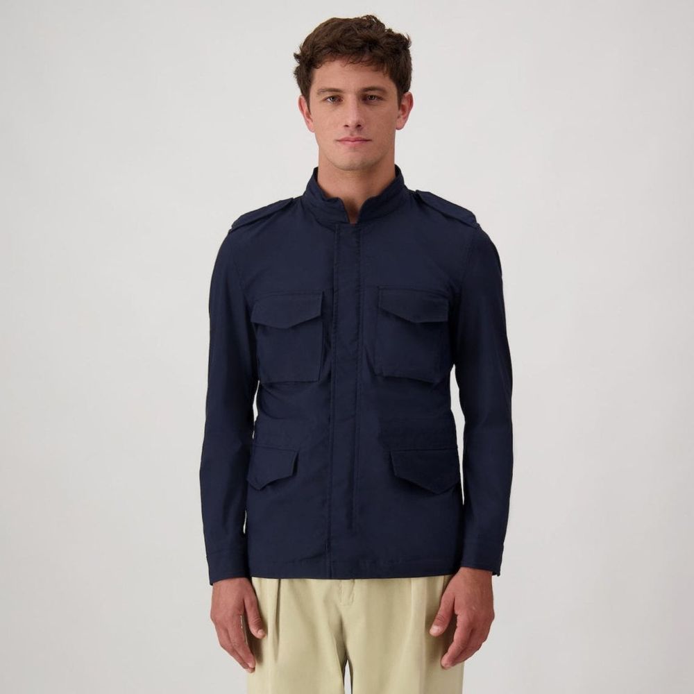 Autore Marineblaue Baumwolljacke in voller Länge