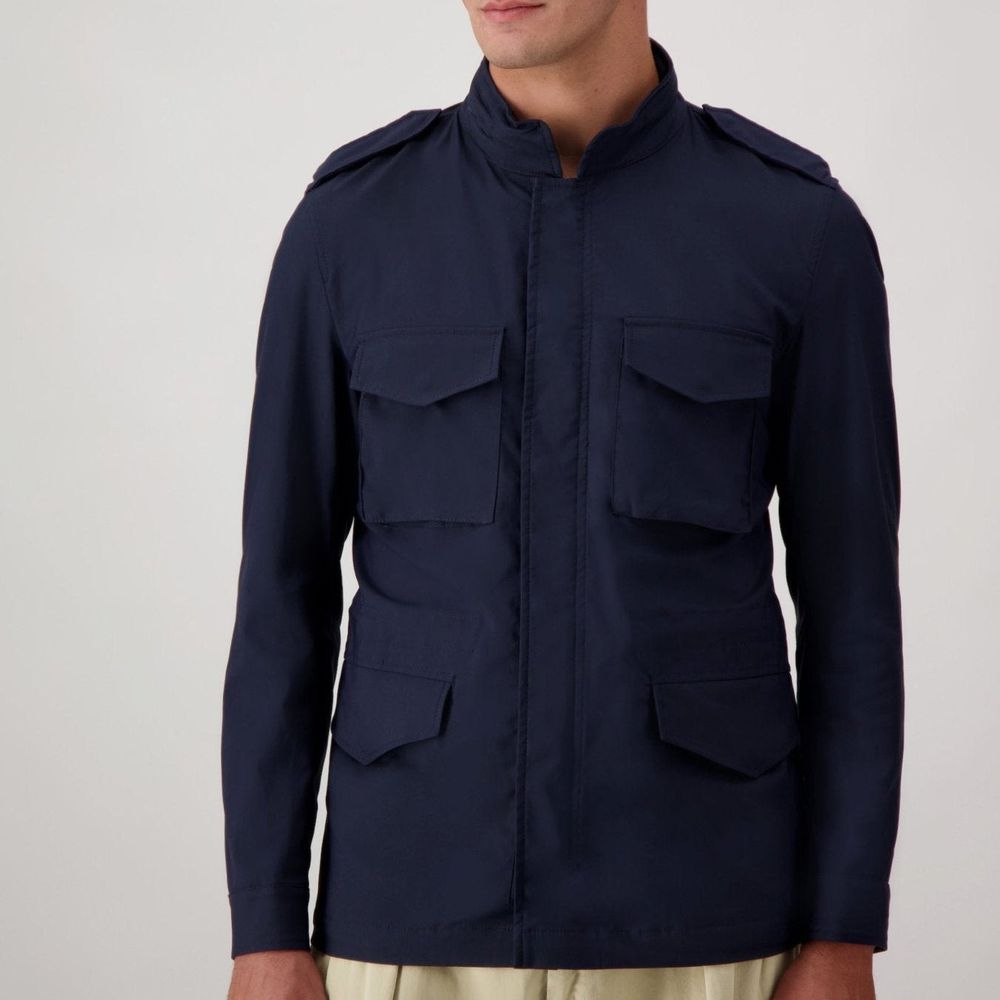 Autore Marineblaue Baumwolljacke in voller Länge