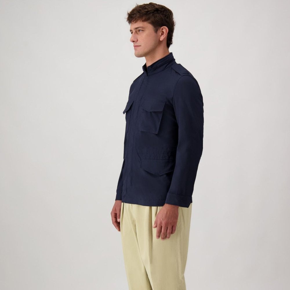 Autore Marineblaue Baumwolljacke in voller Länge