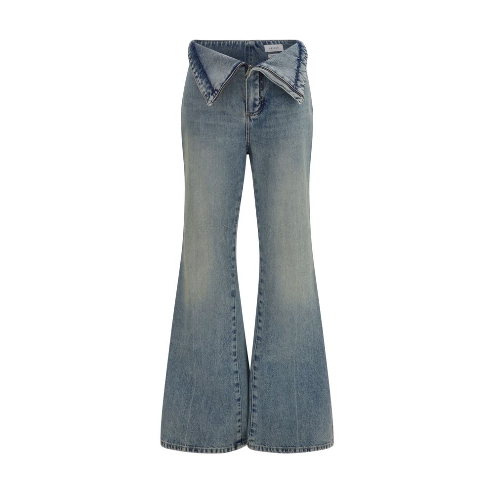 Alexander McQueen Blaue Baumwoll-Jeans mit ausgestelltem Bein