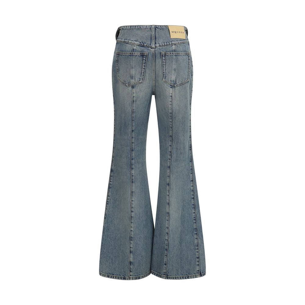 Alexander McQueen Blaue Baumwoll-Jeans mit ausgestelltem Bein