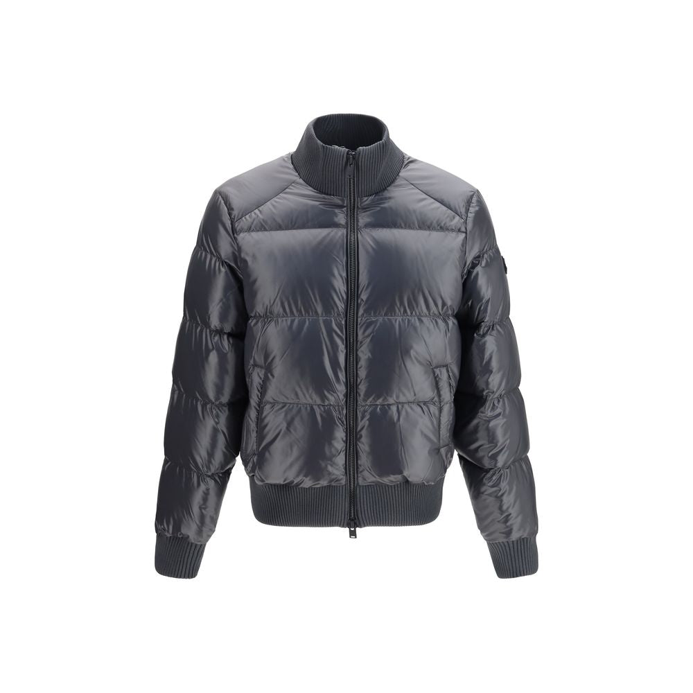 Moose Knuckles Grauer Nylon-Bomber
