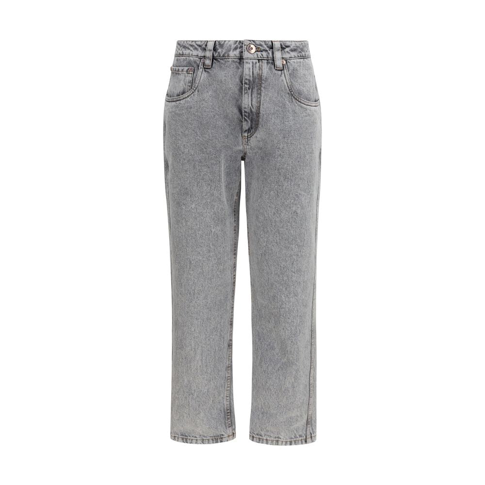Brunello Cucinelli Graue Jeans aus Baumwolle im geraden Schnitt