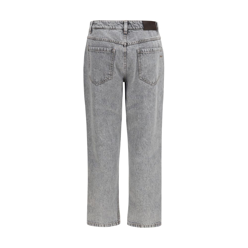 Brunello Cucinelli Graue Jeans aus Baumwolle im geraden Schnitt