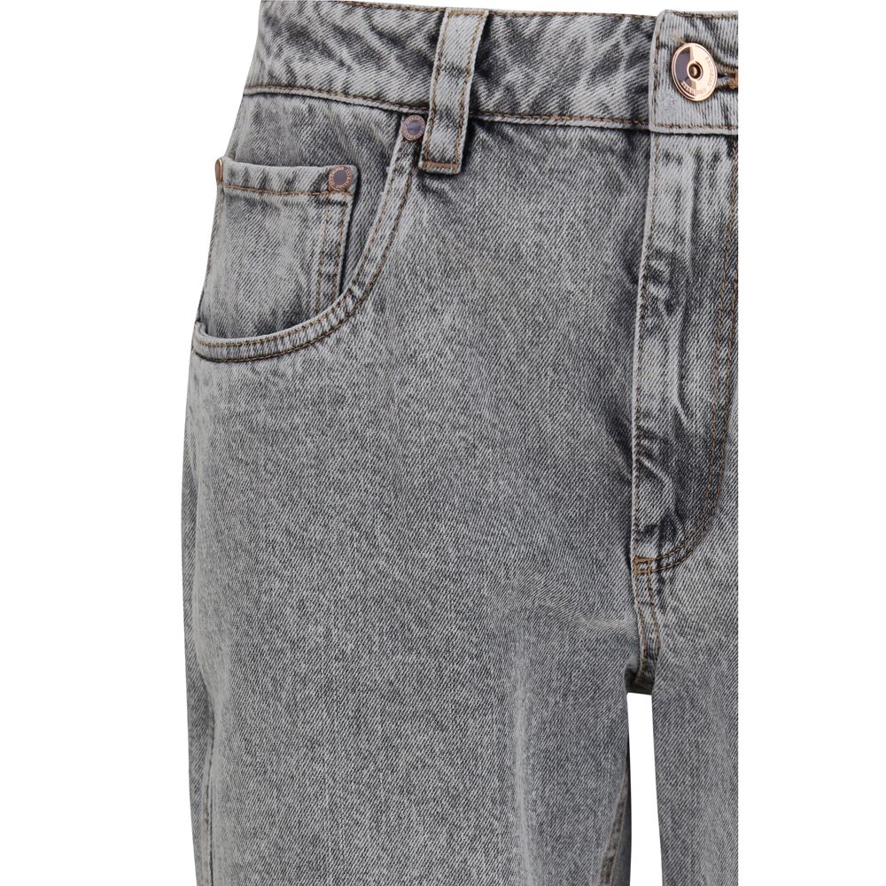 Brunello Cucinelli Graue Jeans aus Baumwolle im geraden Schnitt