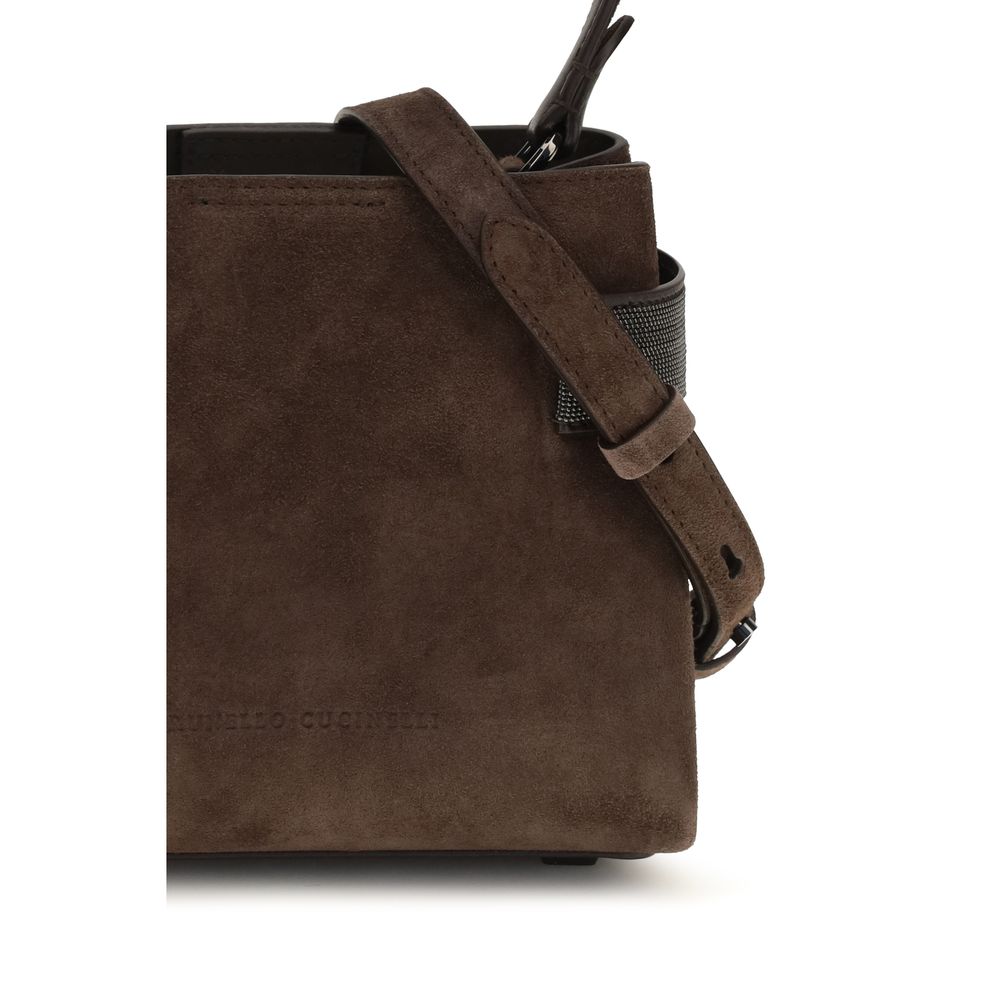 Brunello Cucinelli Braune Kalbsleder Bos Taurus Schultertasche