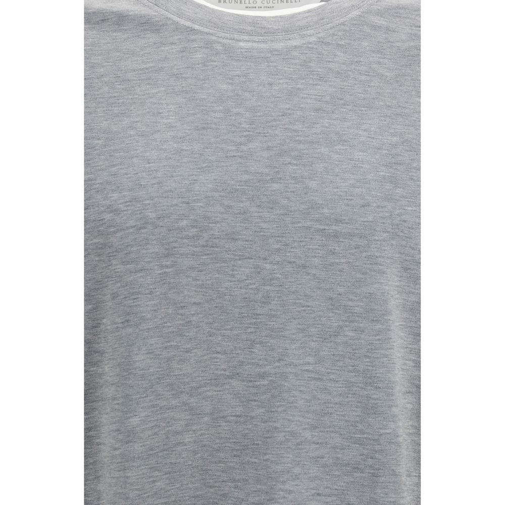 Brunello Cucinelli Graues Baumwoll-T-Shirt