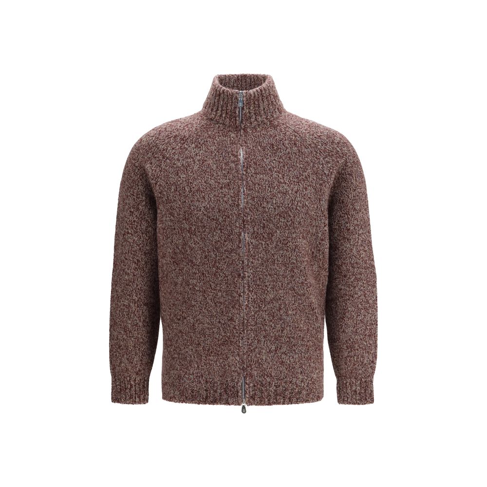 Brunello Cucinelli Bordeaux Woll Cardigan Oves Aries