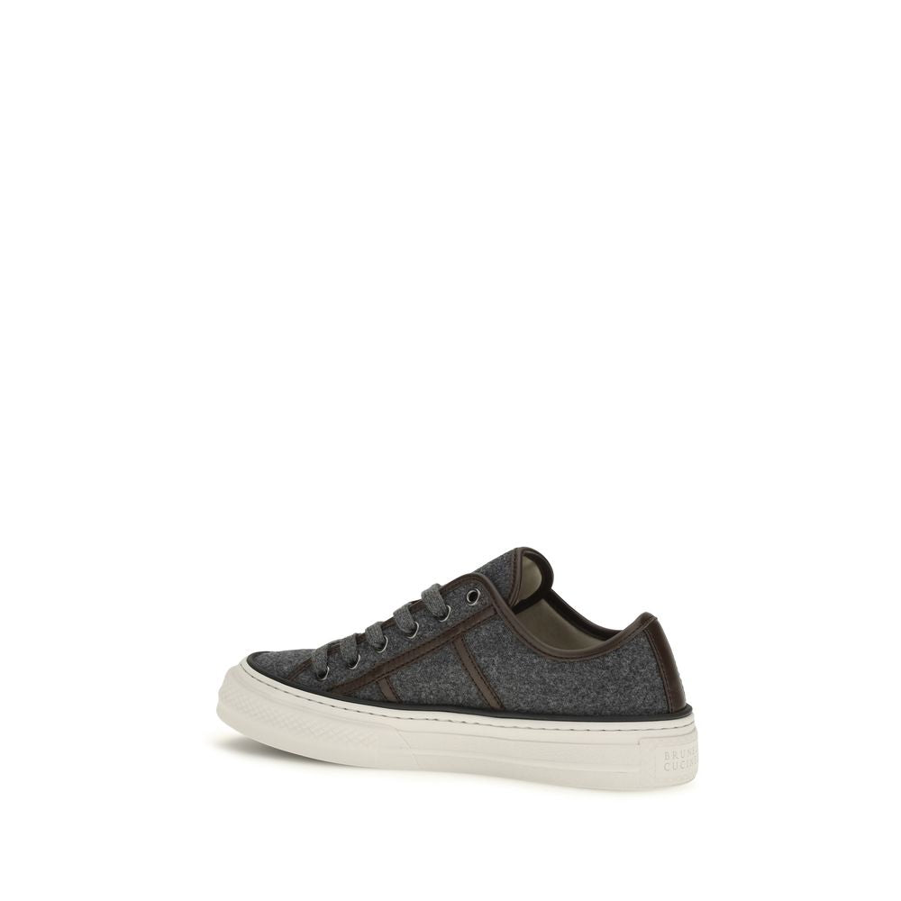 Brunello Cucinelli Graue Wildleder-Sneakers mit niedrigem Schaft