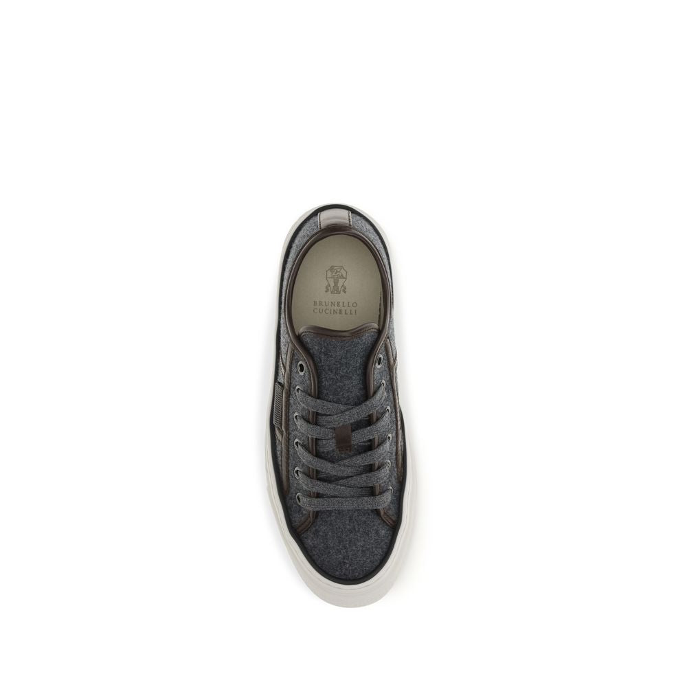 Brunello Cucinelli Graue Wildleder-Sneakers mit niedrigem Schaft