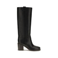 Brunello Cucinelli Schwarze Kalbsleder Bos Taurus High Heel Stiefel