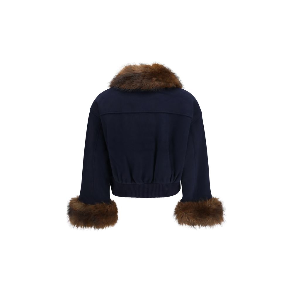 Self-Portrait Blaue Jacke aus Lammwolle Aries