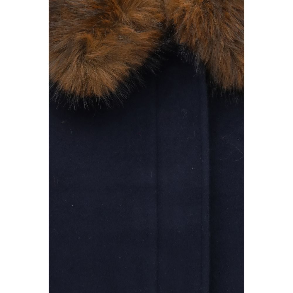 Self-Portrait Blaue Jacke aus Lammwolle Aries
